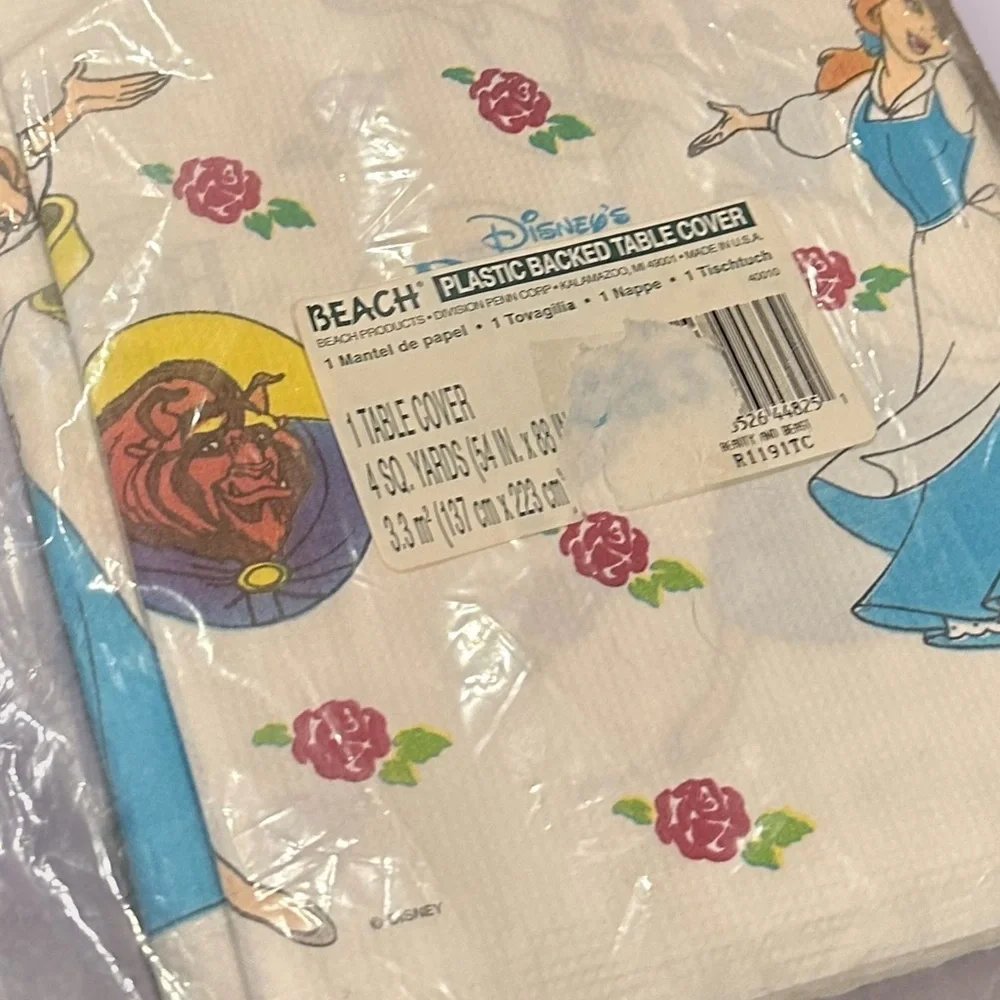 Vintage Disney Beauty and the Beast Bedding Plastic Table Cover